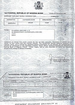 Central Bank of Nigeria issued Financial Warrant