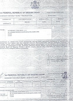 Central Bank of Nigeria issued Financial Warrant